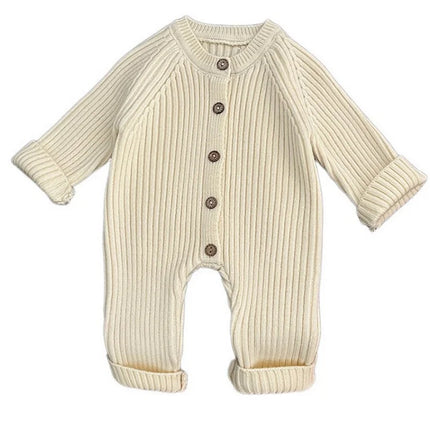 Personalized Solid Knitting Cotton Long Sleeve Outfit Toddler Baby Boys Girl Romper Spring Autumn Newborn Baby Girls Jumpsuit