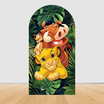 Simba The Lion King Arch Photography Backdrop Cover Elastic Fabric Baby's 1st Birthday Party Decor Photo Studio Background Props