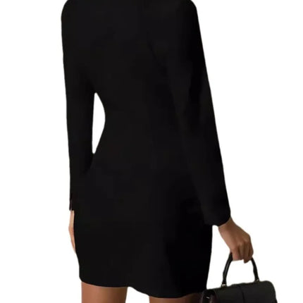 Women's Slim Blazer Dresses Temperament Elegant Office Lady Single Breasted Long Sleeve Dress Spring Autumn Black White Vestidos
