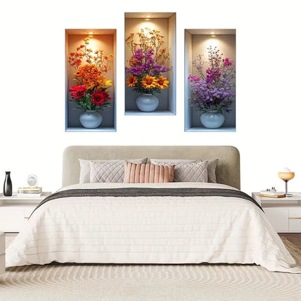3D Imitation Wall Painting Realistic Vase Self-adhesive Wall Stickers Home Decoration for Living Room Bedroom Wall Art Decals