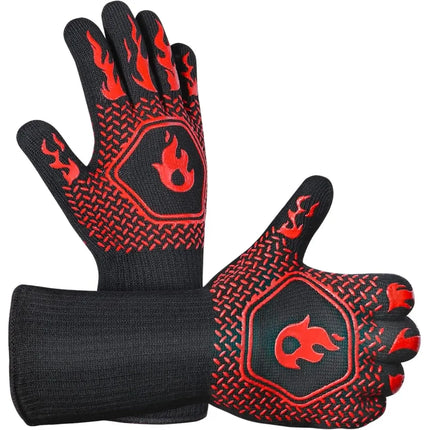 BBQ Grill Gloves High Temp Resistance Fireproof Glove for Grilling Smoking Barbecue - Washable Long Oven Mitts Extreme Hot Proof