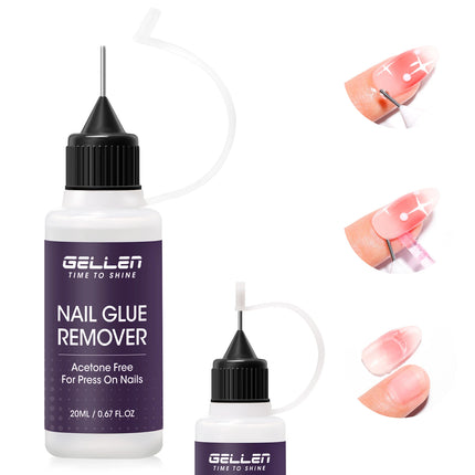 GELLEN Semi Solid Nail Glue and Remover Set Press on False Nail Acrylic Quick Dry No Lamp Needed Safe Gentle Non Acetone Formula