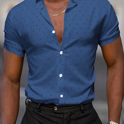 Summer Men's Short-Sleeve Shirt, Polka Dot Print, Wrinkle-Resistant, Business Casual Shirt, Ice Silk, Versatile and Popular Top