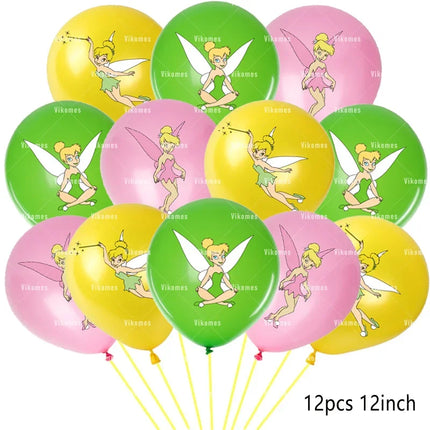 Cartoon Tinker bell Kids Birthday Party Decoration Tableware Elf Fairy Paper Plate Tablecloth Balloon Tinkerbell Party Supplies