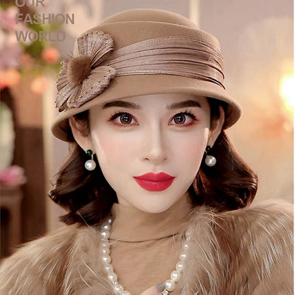 100% Australia Wool Felt Cloche Hat Women Party Formal Fedora Ladies Grace Beret Caps