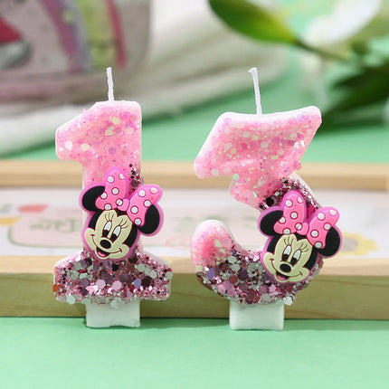 Number 0-9 Candles Cartoon Mickey Minnie Mouse Candle for Happy Birthday Cake Cupcake Topper Party Decoration Supplies DIY Gifts