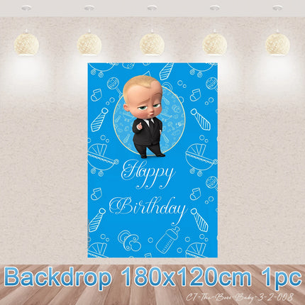 Baby B-BOSSED Birthday Theme Birthday Party Decoration Backdrop Family Cup Plate Napkin Balloons Baby Shower Supplies Kid Gift