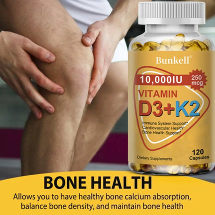 Natural Vitamin D3 K2 Softgels for Heart, Joint and Bone Health, D3 K2 Multivitamin Supplement