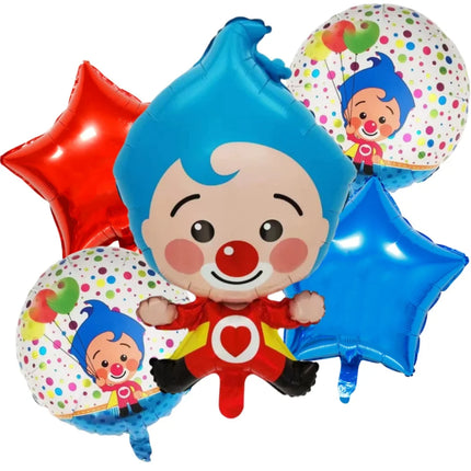 Plim Plim Cartoon Clown Red Blue Number 1-9 Balloon Set Latex Foil Balloons Baby Shower Kids Happy Birthday Party Decorations