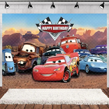 Cartoon Racing Mobilization Backdrop Boy Birthday Party Decoration Balloon Cake Background Photography Supplies Banner Prop