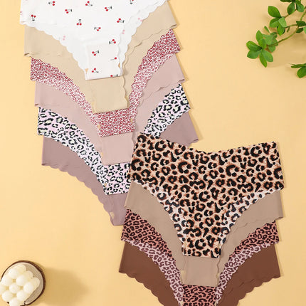 10pcs Women Seamless Wavy Edge Breathable Comfortable Soft Fabric Sexy Triangle Panties