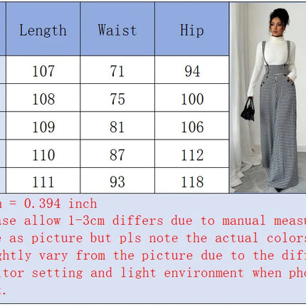 Overalls for Women's Winter Jumpsuit Black White Vintage Wide Leg Suspender Pants for Office Commute Casual Female Clothing