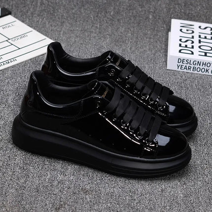 Red lacquered men's shoes Fashion black casual skateboard shoes Outdoor tennis walking shoes Universal men and women