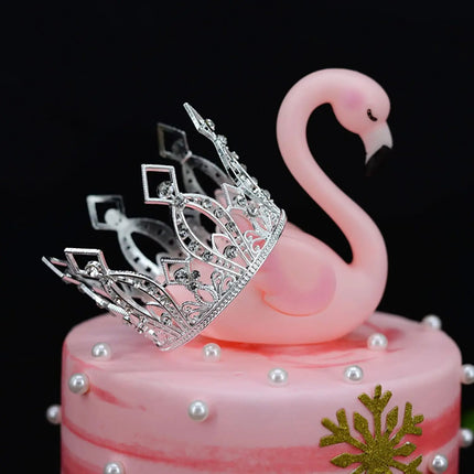 Mini Crown Cake Topper Crystal Headpiece Tiara Rhinestone Crown Cake Decoration for Wedding Birthday Baby Shower Party Favors