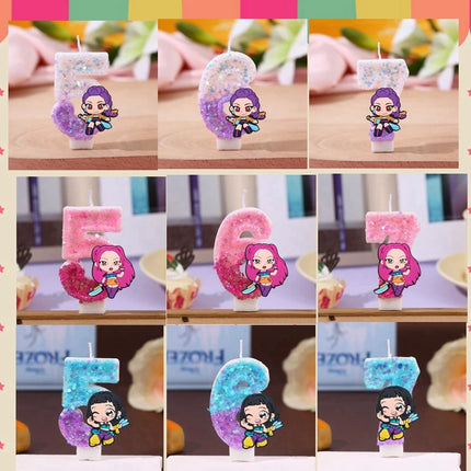 3 Style Cute Girl Group Hunter's Digital Candle Numbers 0-9 Kids Birthday Cake Decoration Cartoon Party Supplies Accessory