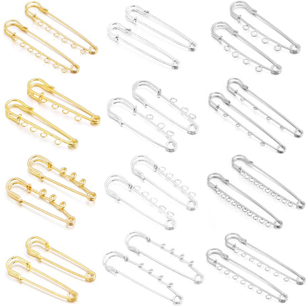 5-10pcs/lot Safety Pins Brooches Blank Base Brooch Pin With Loops Fasteners Pin For DIY Jewelry Making Brooch Charm Accessories
