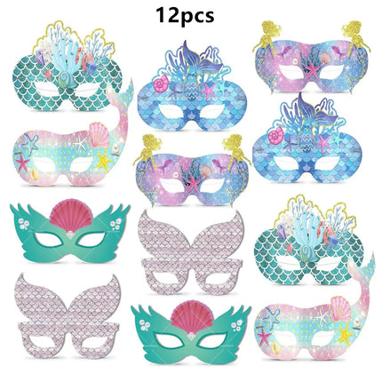 Mermaid Balloons The Little Princess Happy Birthday Banner Party Decoration Disposable Tableware Cake Topper Background Stickers