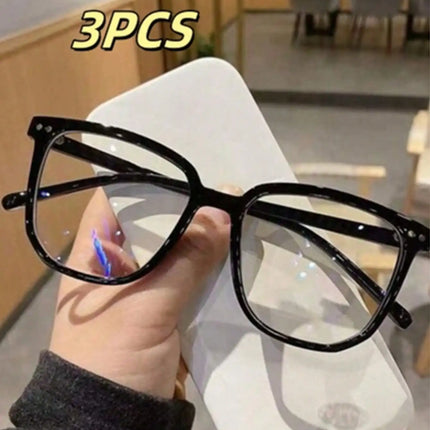 1/2/3 Pairs of Universal Fashion Glasses, Square-Framed Glasses, Fashionable Campus Style, Clear Black Frame, Back to School
