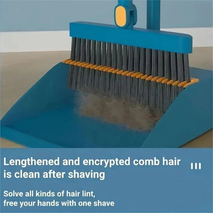 1 Set Dustpan and Long Handle Rotatable Broom Set - Efficient Floor Cleaning Tool with Comb Tooth for Hard Floors - Perfect for