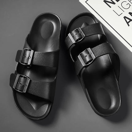 Men's straight line slippers plastic EVA one-time molding waterproof and wear-resistant human functional learning sandals