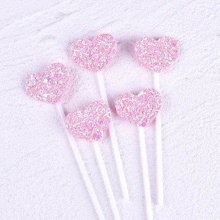 Heart Star Happy Birthday Cake Topper Colorful Star Wedding Kids Party Cake DIY Baking Cupcake Toppers Decoration Baby Shower