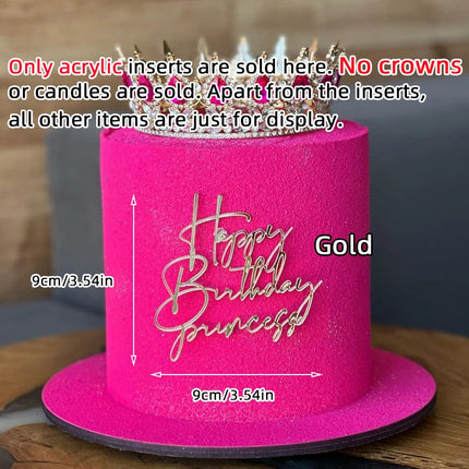 Princess Queen Theme Acrylic Cake Topper for Girls Sweet 16 Mitzvah Baby Shower Birthday Cake Decor Party Celebration Supplies
