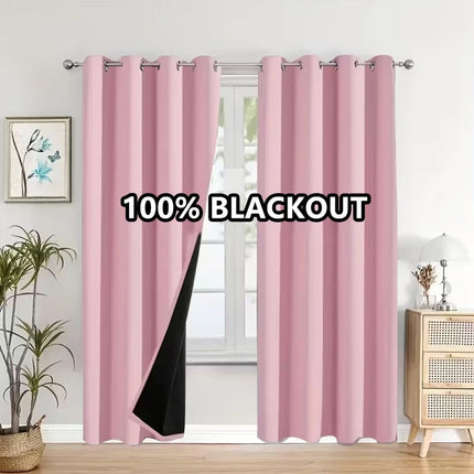 1panel Solid 100% Blackout Curtains with Grommets, Total Privacy Drapes for Bedroom, Beautiful Curtains for Living Room