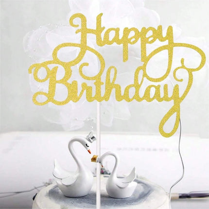 10pcs Glitter Frosted Reflective Pattern Happy Birthday One-Piece Letter Cake Flag Birthday Party Cake Decoration