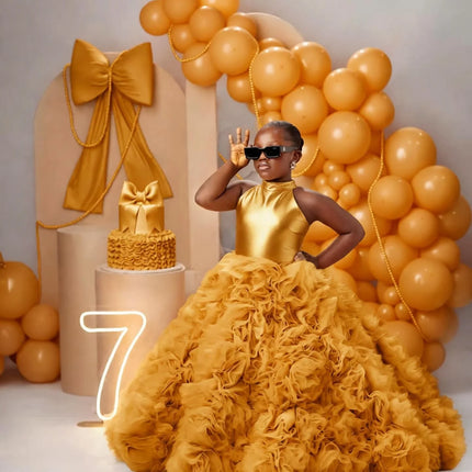 Luxury Puffy Ballgown Girls Birthday Party Dress Customized Flower Girl Dresses for Wed Little Queens Pageant Homecoming Dress