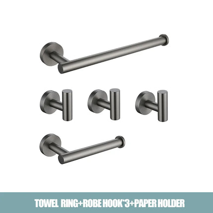 Gun Gray Black Brushed Gold Bathroom Hardware Set Stainless Steel Bathroom Accessories Towel Bar Towel Ring Toilet Paper Holder