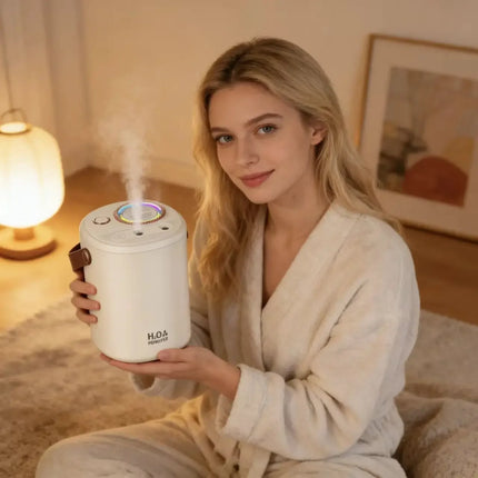 Portable Dual Nozzle Humidifier, High Mist Output Ultrasonic Air Humidifier with Cozy Ambient Light, Safe for Babies and Moms
