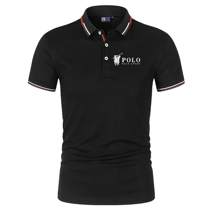 Men's premium summer polo shirt, quick drying, breathable, casual, business fashion, sports, short sleeved, men's clothing