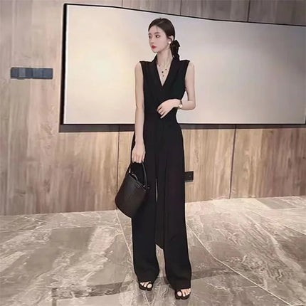 Celebrity Temperament Jumpsuit for Women With  Sense Lluxury 2024 summer New  Fashion Waistband Loose Fitting Jumpsuit SetS