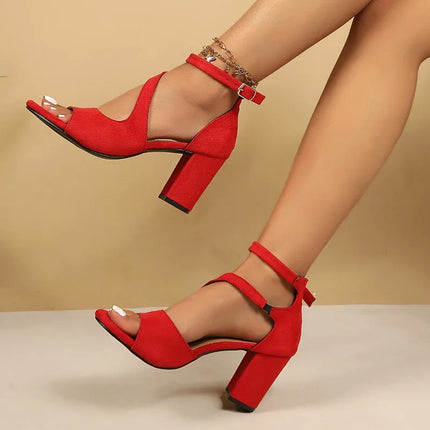 2026 Summer New Women Sandals Ankle Strap Heels Women Open Toe Chunky High Heels Shoes for Women Party Dress Sandals Big Size 43