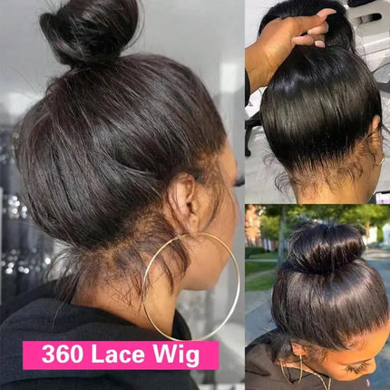 13×6 HD Lace Straight Human Hair Wig Natural Color Pre Plucked Natural Hairline Remy Hair Glueless Wig For Women