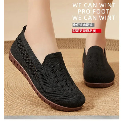 Basic 2025 Spring and Autumn Women's Mesh Perforated Flat Shoes Breathable Soft Soled Women's Work Shoes Ladies Shoes