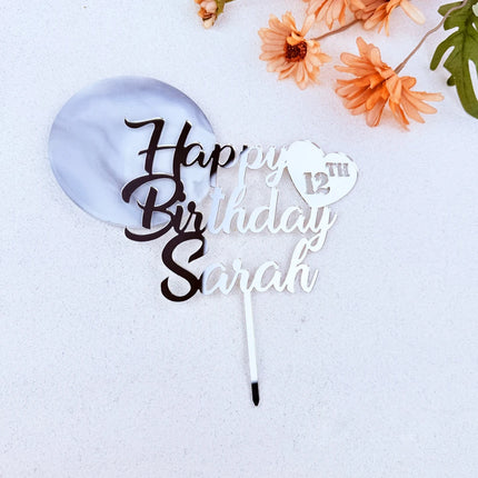 Custom Name 25th 30th 40th 50th Anniversary Decoration Gift Personalized Birthday Cake Topper Happy Birthday Cake Topper