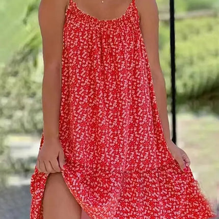 Summer 2026 New European And American Country Style Maxi Dress with Floral Print Sleeveless Strap Vest Dress for Women