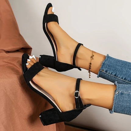 Women Heels Sandals 2025 New Summer Sandal Fashion Square  Ladies Elegant Dress High Heels Sandal Shoes Outdoor Casual Slides