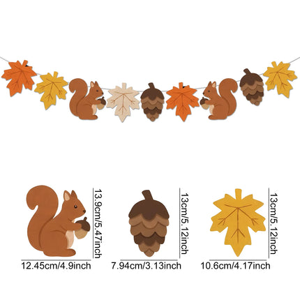 Fall Felt Pumpkin Pinecone Maple Leaf Garland Autumn Harvest Banner for Fireplace Mantel, Thanksgiving Home Decoration Halloween