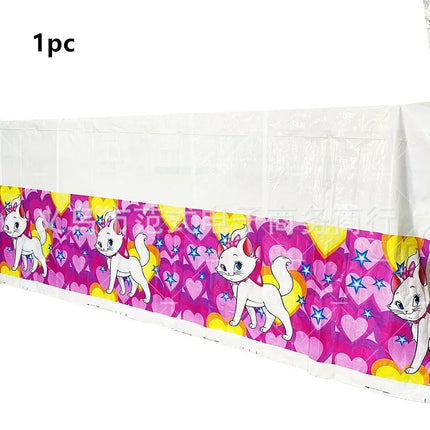 Marie Cat Balloons The Aristocats Party Decoration Cartoon Princess Happy Birthday Banner Tableware Pet Cake Topper Background