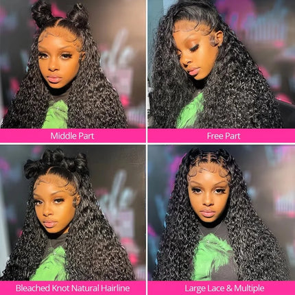 13x6 Glueless 250 Density Brazilian Deep Wave Curly HD Lace Frontal Human Hair Wig For Women Preplucked Best Hair Water Wig