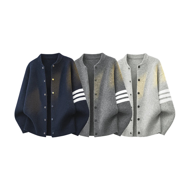 Luxury Men's Knitted Cardigan Sweater Spring Autumn Business Pure Color Versatile Fashionable Outerwear Knitwear Workwear Coats
