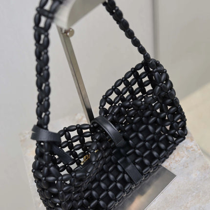 Summer New Women's Wooden Bead Hand Woven Bag Armpit Design Casual Versatile Beach Handbag for Stylish Beach Accessories