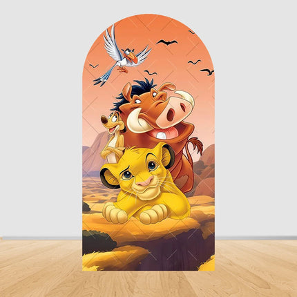 Simba The Lion King Arch Photography Backdrop Cover Elastic Fabric Baby's 1st Birthday Party Decor Photo Studio Background Props
