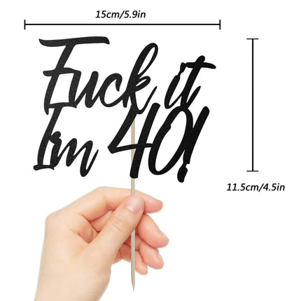 40 Birthday Cake Toppers-Black Glitter, Funny 40th Cake Topper for Men,40 Cake Topper For Women, 40th birthday decorations