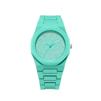 Arabic Dial Waterproof Watch Round Dial Plastic Strap Business Watch Color Strap Exquisite Design Couple Watch Casual Wear