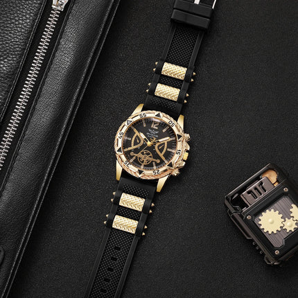 Luxury Men Business Watches Casual Silicone Strap Analog Quartz Wristwatches Reloj Hombre Clock Gift (Without Box)