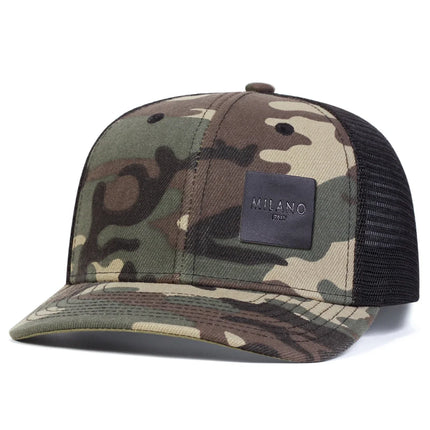 Unisex MILANO Letter Black Leather Label Baseball Net Cap Spring Summer Outdoor Adjustable Casual Hat Hip Hop Hat Sunscreen Hat