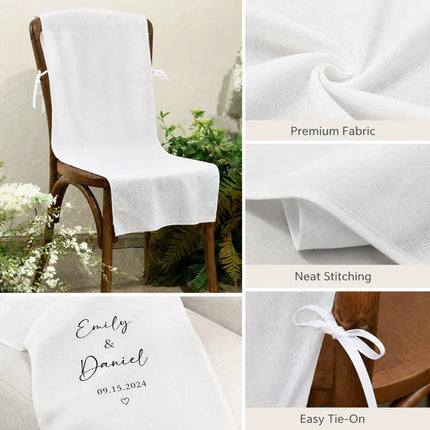 Custom Wedding Chair Banner Personalized Name Date Chair Backdrop Fabric Sign Rustic Wedding Reception Decoration Supplies